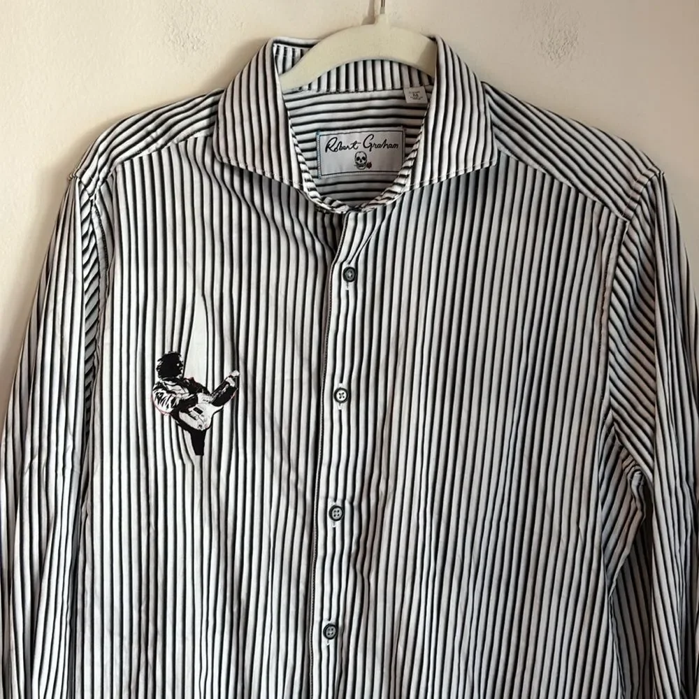 Robert Graham Men’s GUITAR RIFF Rock Star Medium Classic Fit button down EUC!